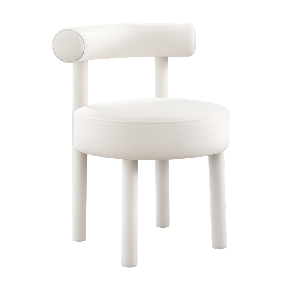White Panda Curve Back Dining Chair Rental UAE