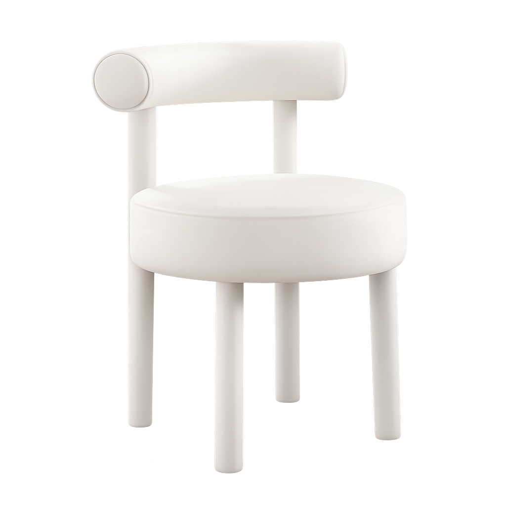 White Panda Curve Back Dining Chair Rental UAE