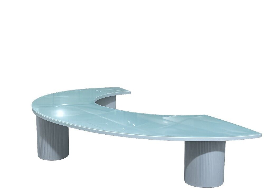 White Base Half Moon Top Mirror Table Rental UAE