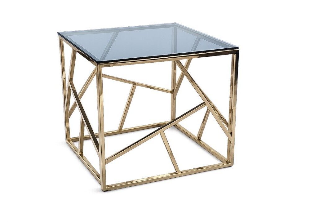 Golden Square Top Glass Table Rental UAE
