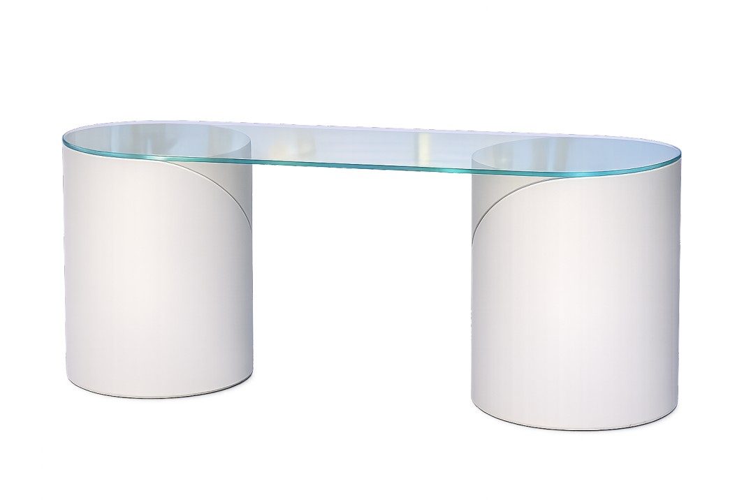 Curve Top Glass Base Table Rental UAE
