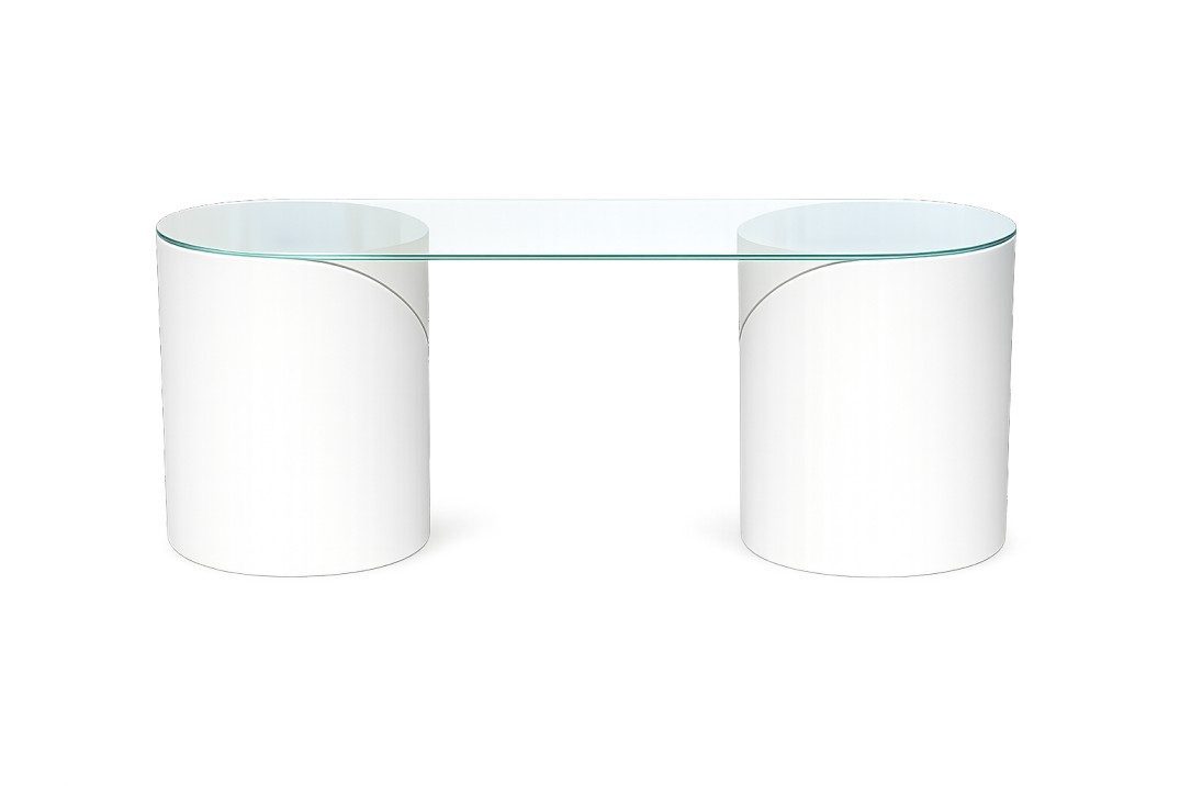 Leather Base With Top Glass Table Rental UAE