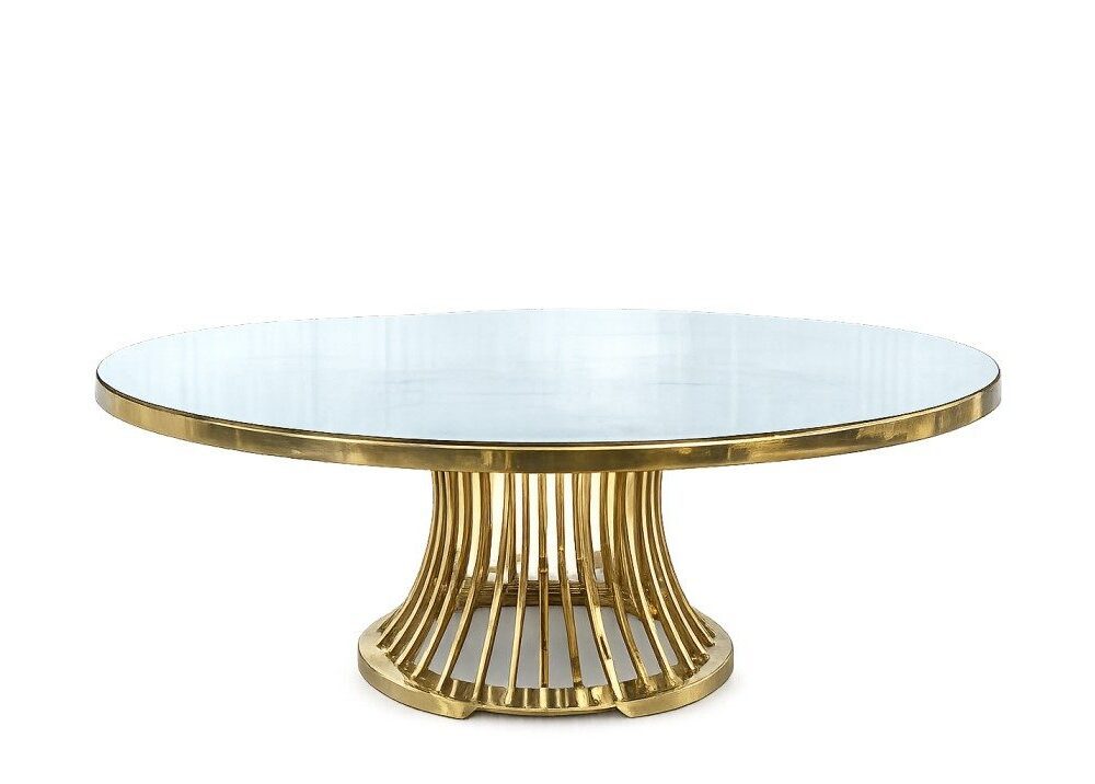 Golden Round Table Mirror Top Rental UAE
