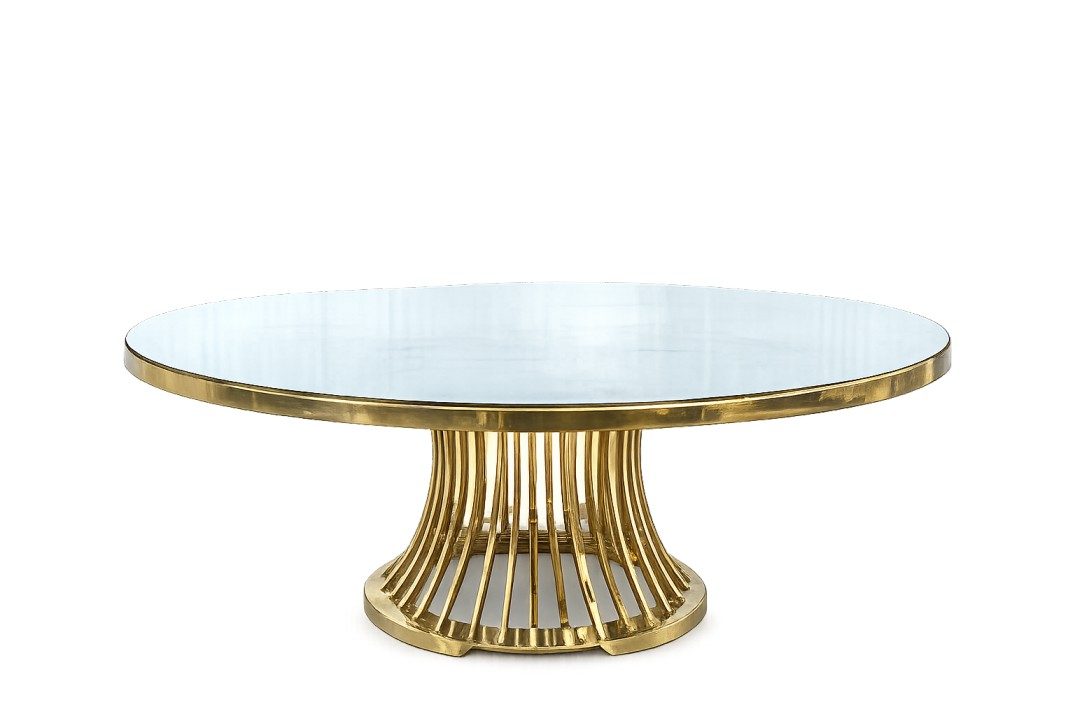 Golden Round Table Mirror Top Rental UAE