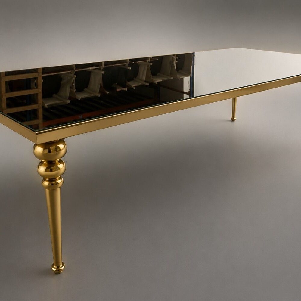 Rectangle Gold Table Rental in UAE