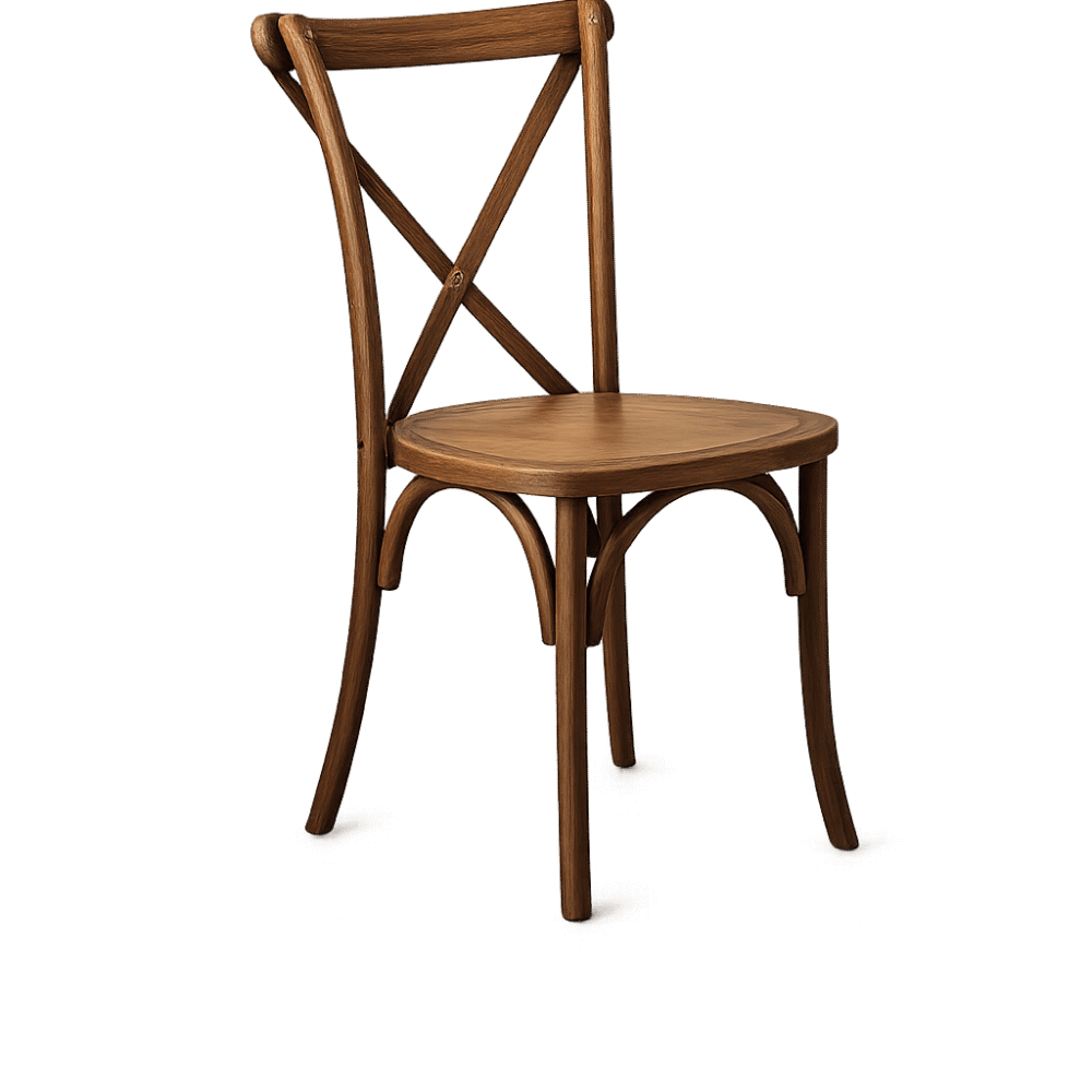 Cross Back Wooden Dining Chair Rental UAE