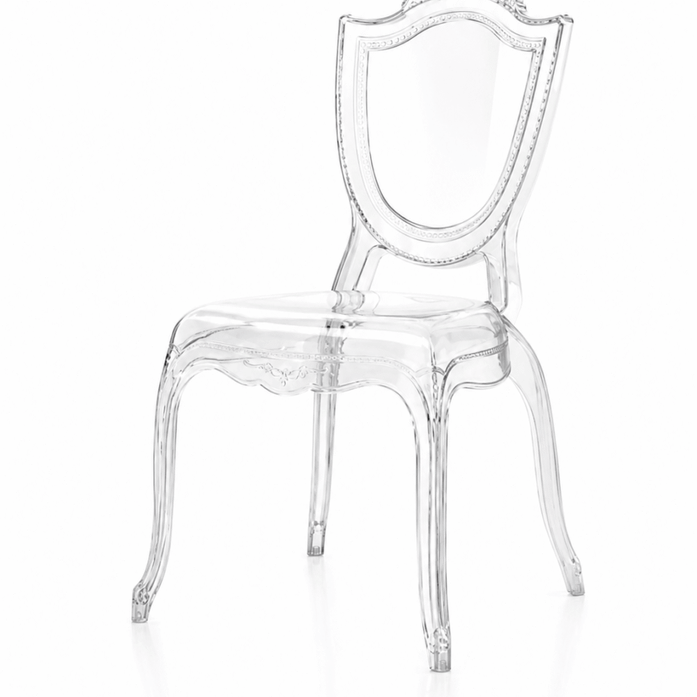 Crown Backrest Clear Acrylic Dining Chair Rental UAE