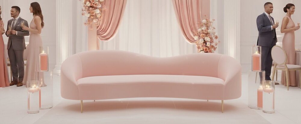 Pink Curve Bridal Sofa Rental UAE