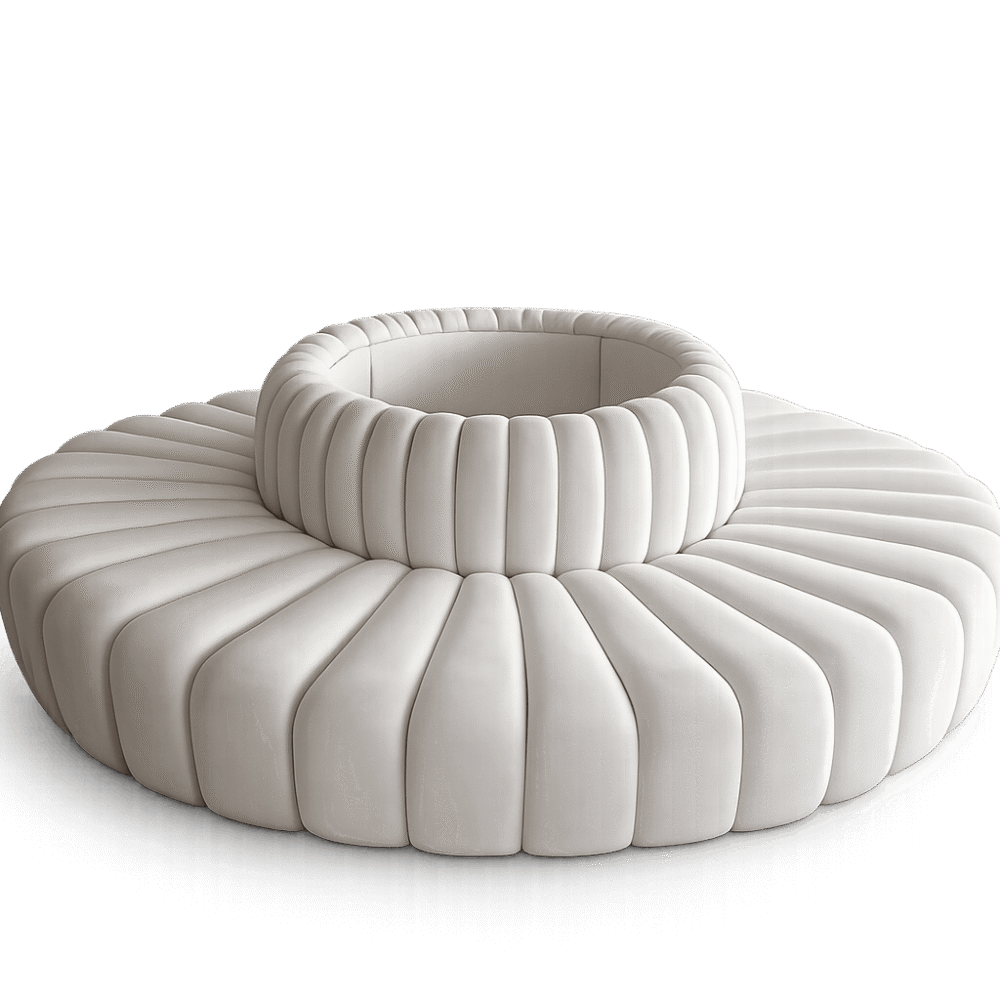 Round Off White 3 Seater Sofa Rental UAE