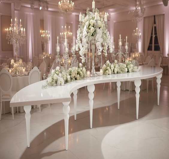 S-Shape White Table Rental UAE