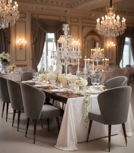 White Curve Back Line Dining Chair Rental UAE