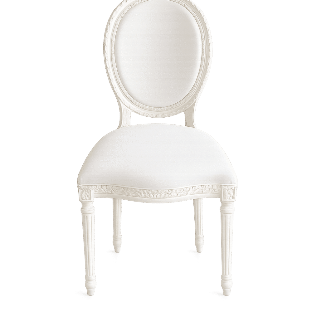 Wooden White Dior Chair with Crown Rental UAE