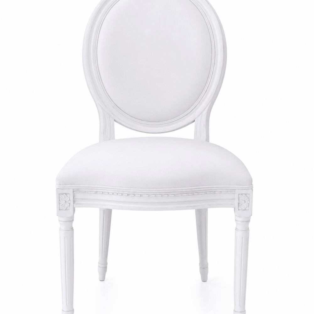 Wooden White Fabric Dior Dining Chair Rental UAE